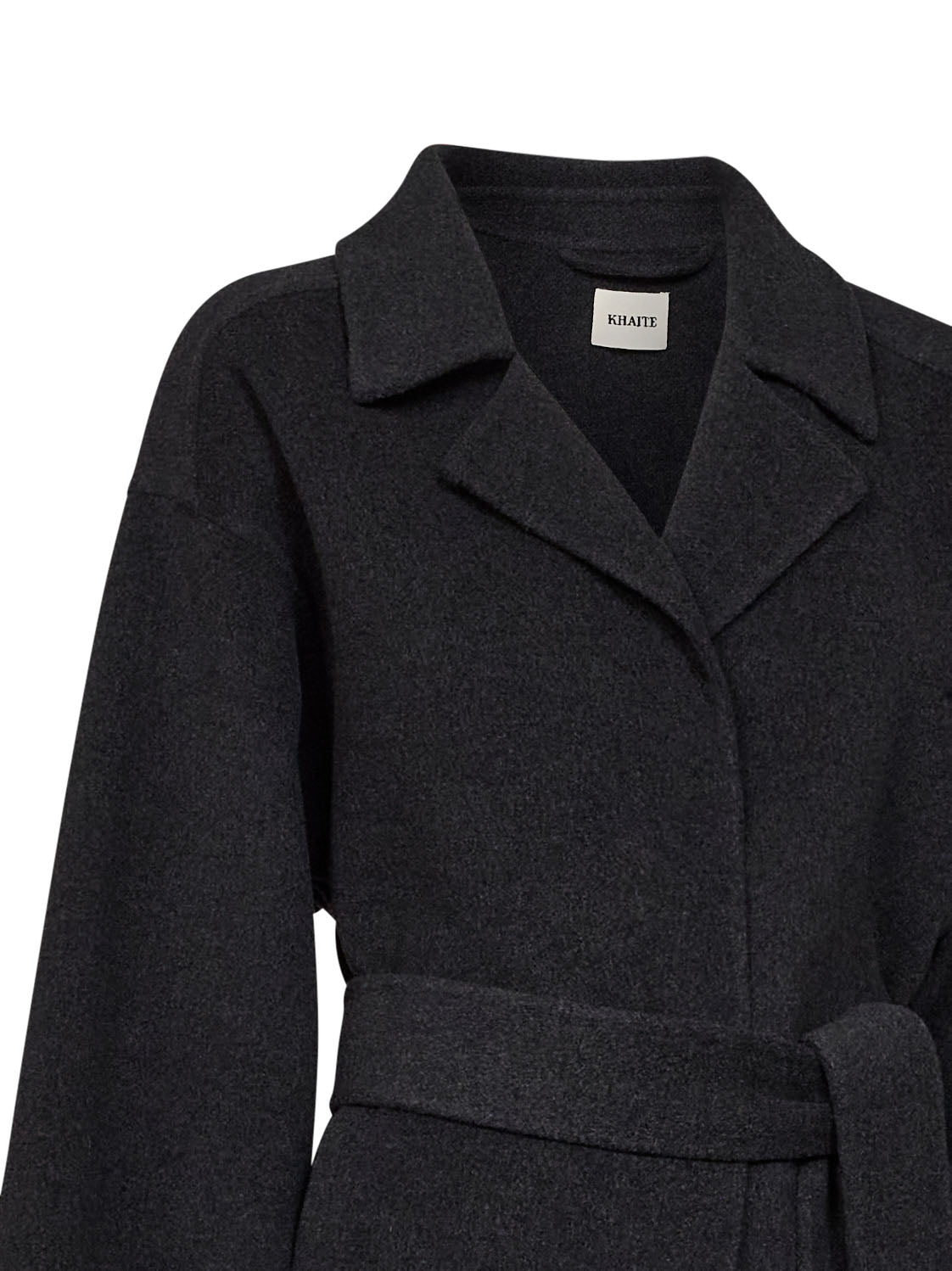 Charcoal double wool Alder short belted coat