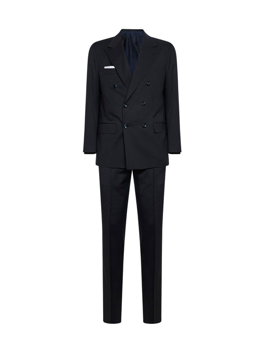 Navy blue virgin wool double-breasted suit
