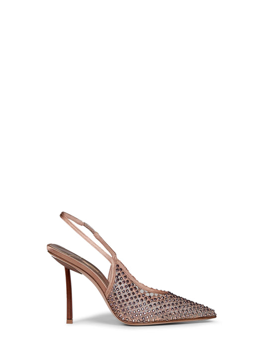 Mordore beige Gilda 100 mm jewelled slingbacks