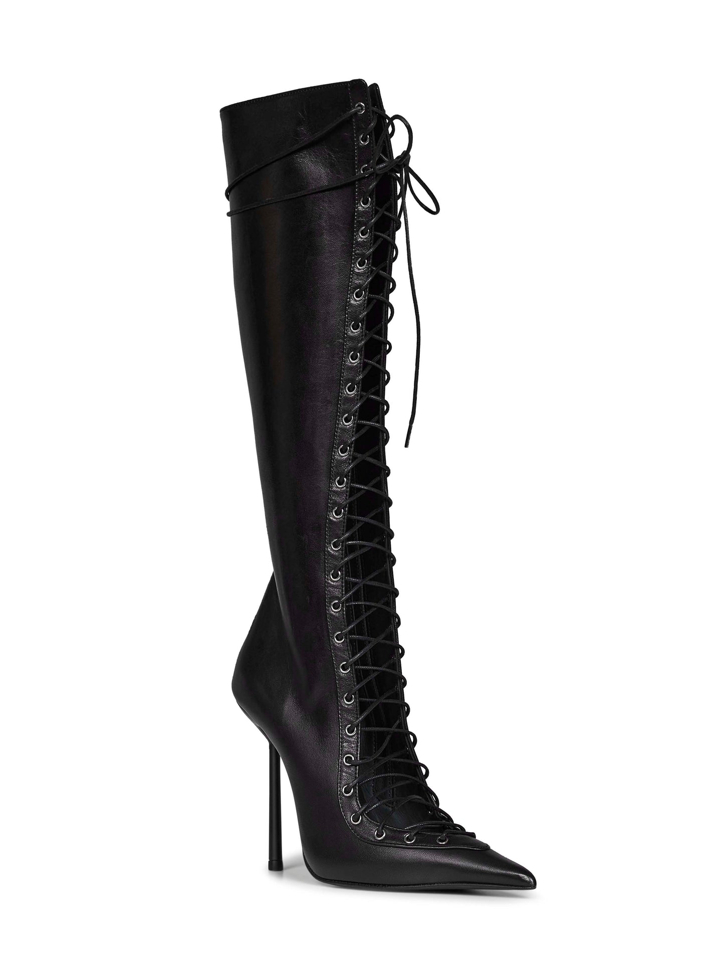 Black semi-polished nappa leather Colette 120 mm knee-high boots