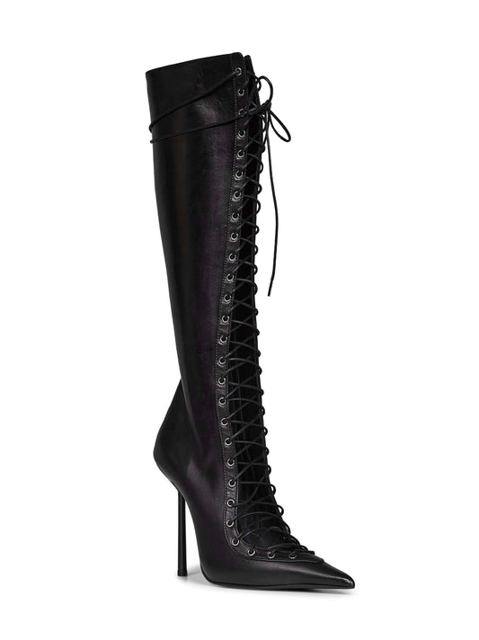 Black semi-polished nappa leather Colette 120 mm knee-high boots