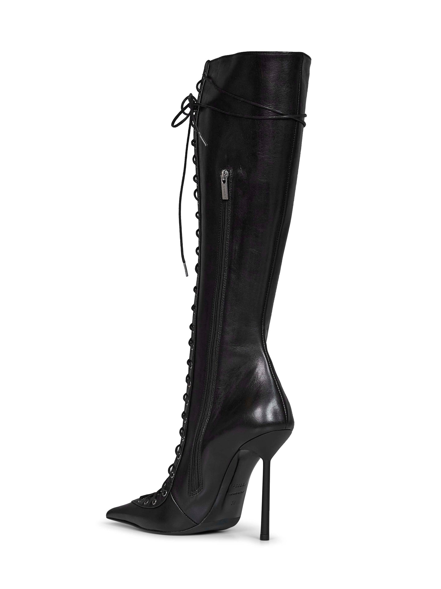 Black semi-polished nappa leather Colette 120 mm knee-high boots