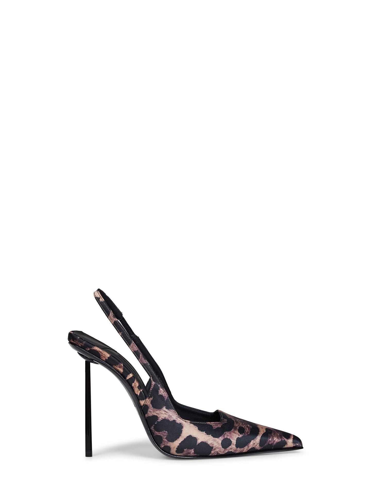 Slingback Amelia 120 mm in raso leopardato savana e nero