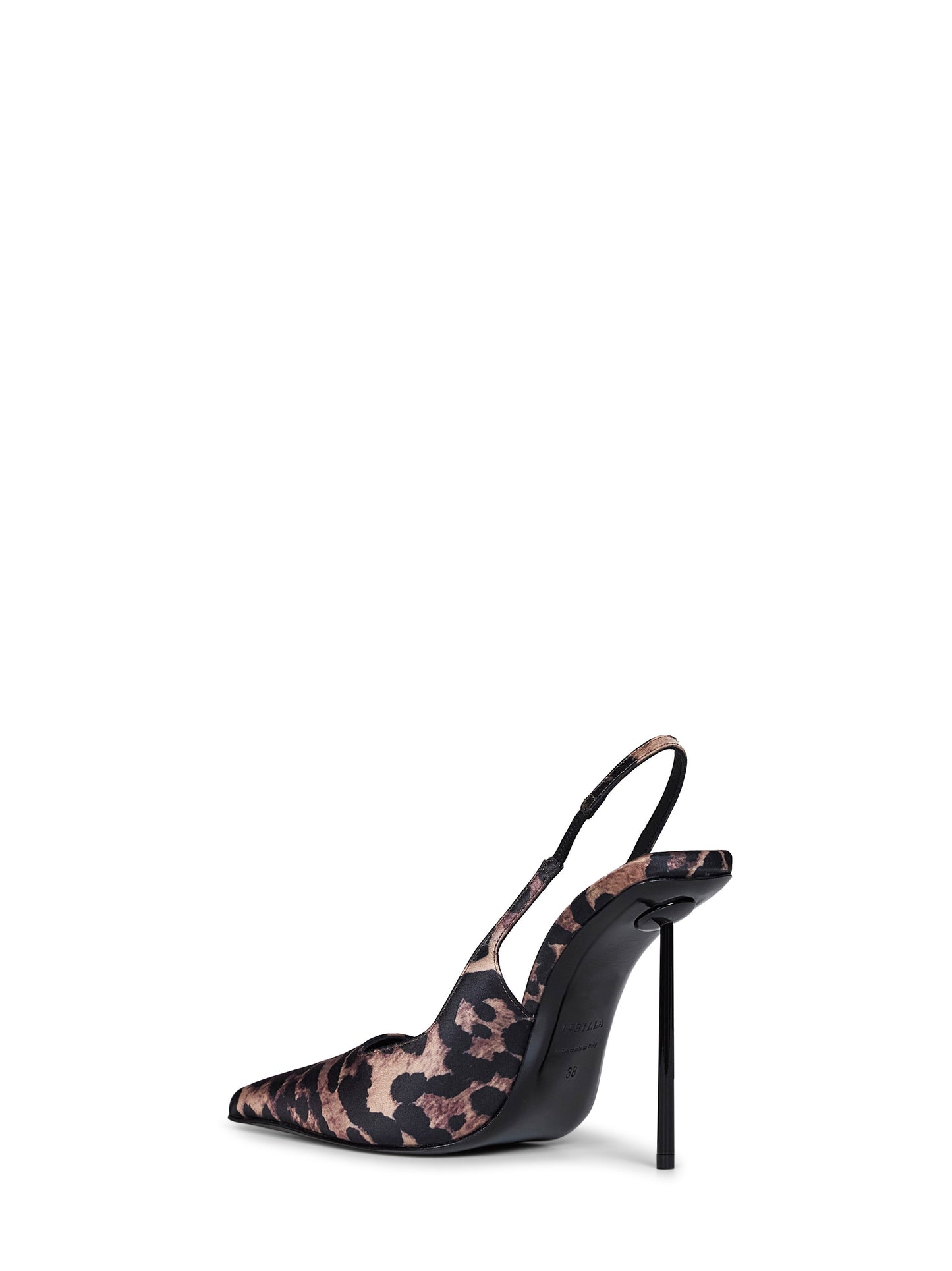 Slingback Amelia 120 mm in raso leopardato savana e nero