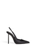 Black satin Amelia 120 mm slingback pumps