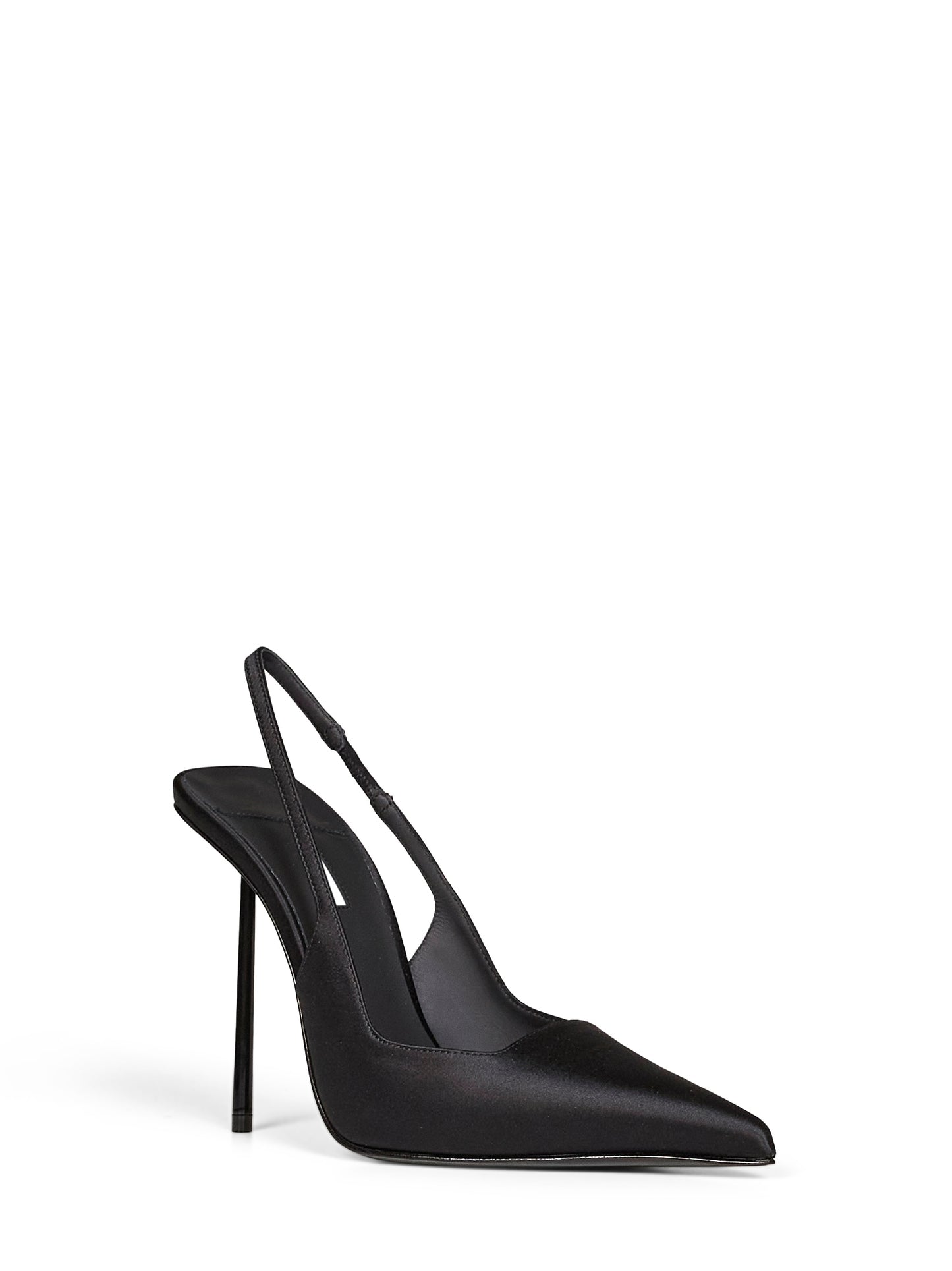 Black satin Amelia 120 mm slingback pumps