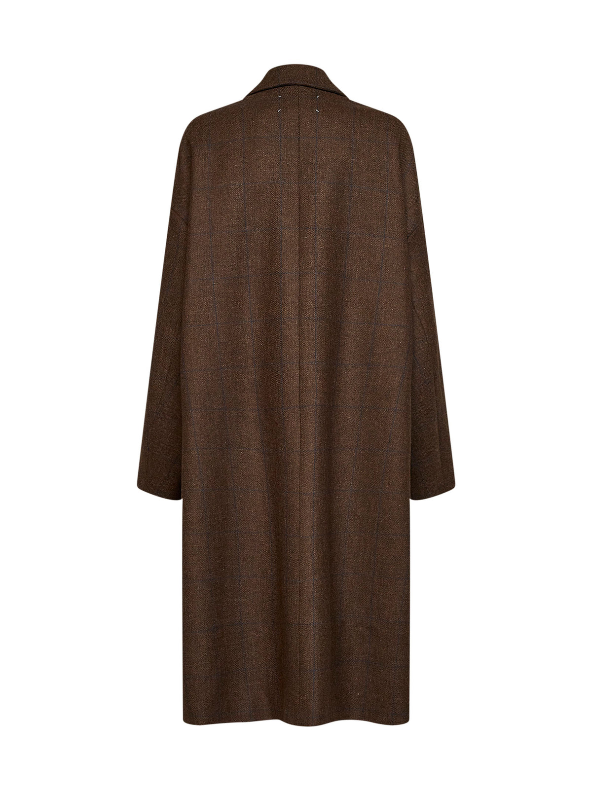 Cappotto oversize in lana a quadri marrone