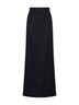 Black virgin wool pants-like straight maxi skirt