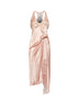 Light pink satin and lace midi slip dress