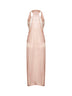 Light pink satin and lace midi slip dress