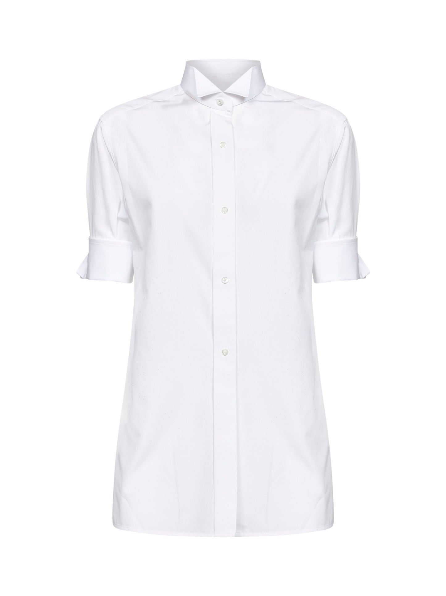 Camicia a maniche corte in popeline di cotone bianco
