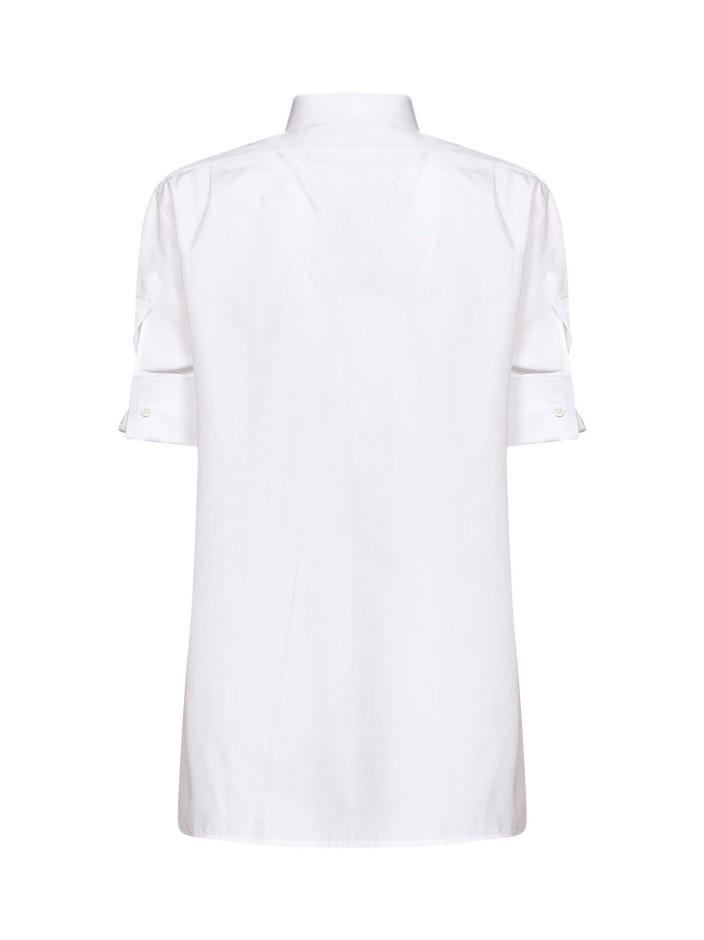 Camicia a maniche corte in popeline di cotone bianco