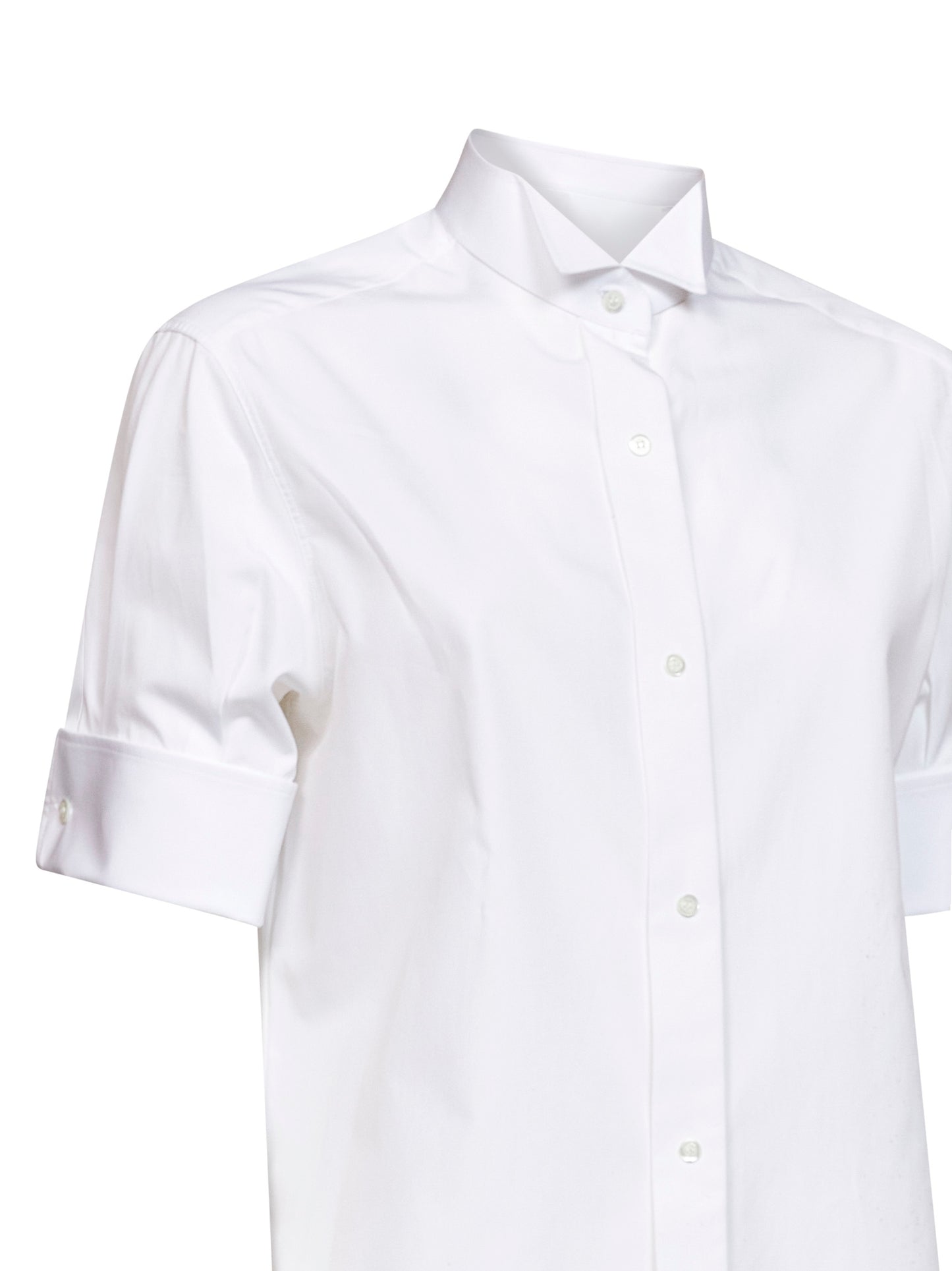 Camicia a maniche corte in popeline di cotone bianco
