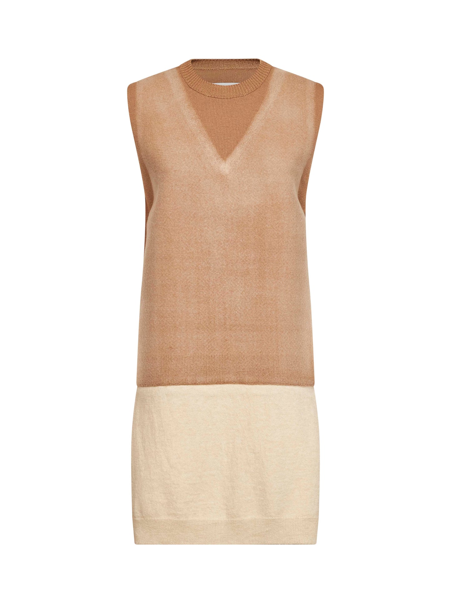 Camel fused knit long vest