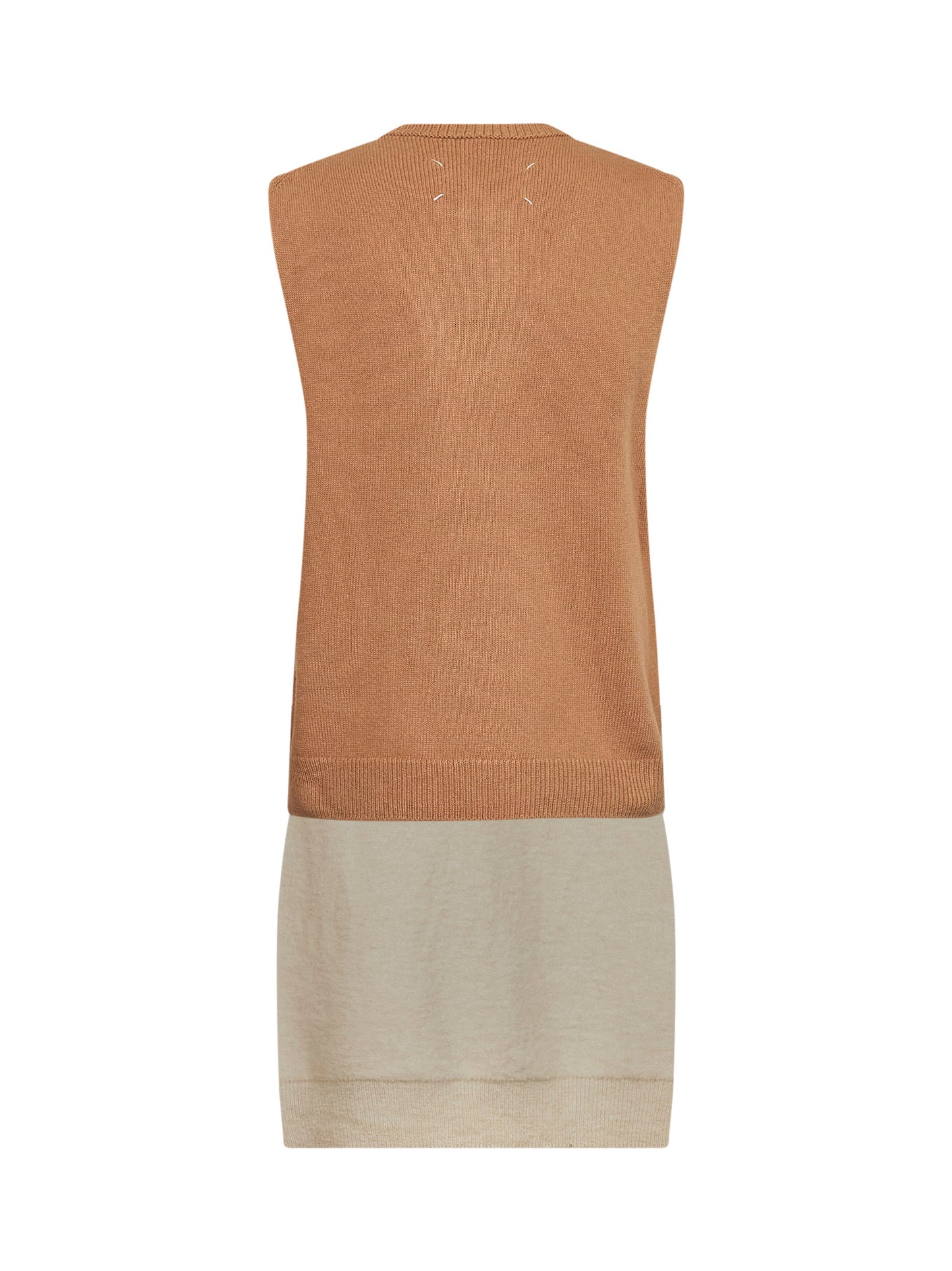 Camel fused knit long vest