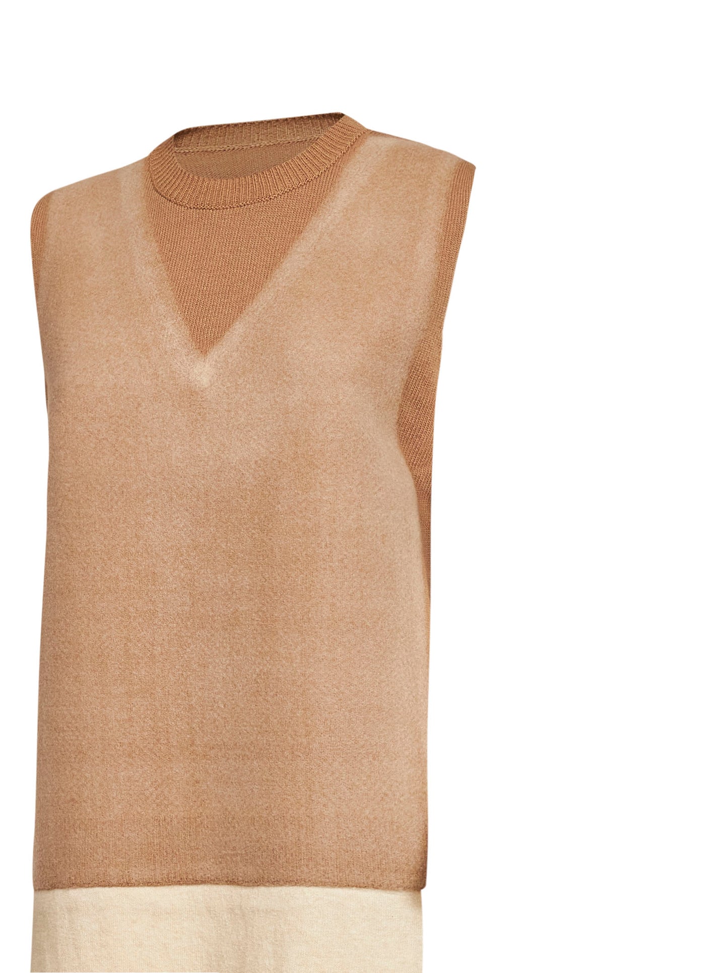 Camel fused knit long vest