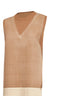 Camel fused knit long vest