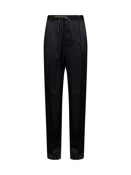 Pantaloni in raso nero con coulisse