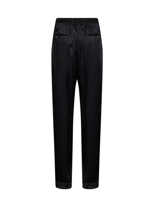 Pantaloni in raso nero con coulisse