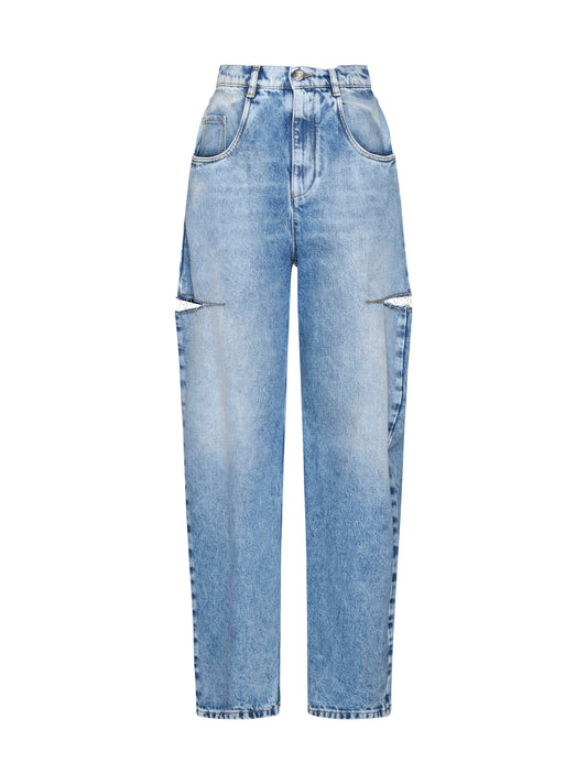 High-waisted wide-leg cut-out jeans