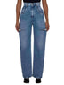 Jeans a gamba larga e vita alta cut-out