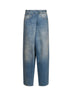 Jeans incrociati in denim di cotone effetto old blu