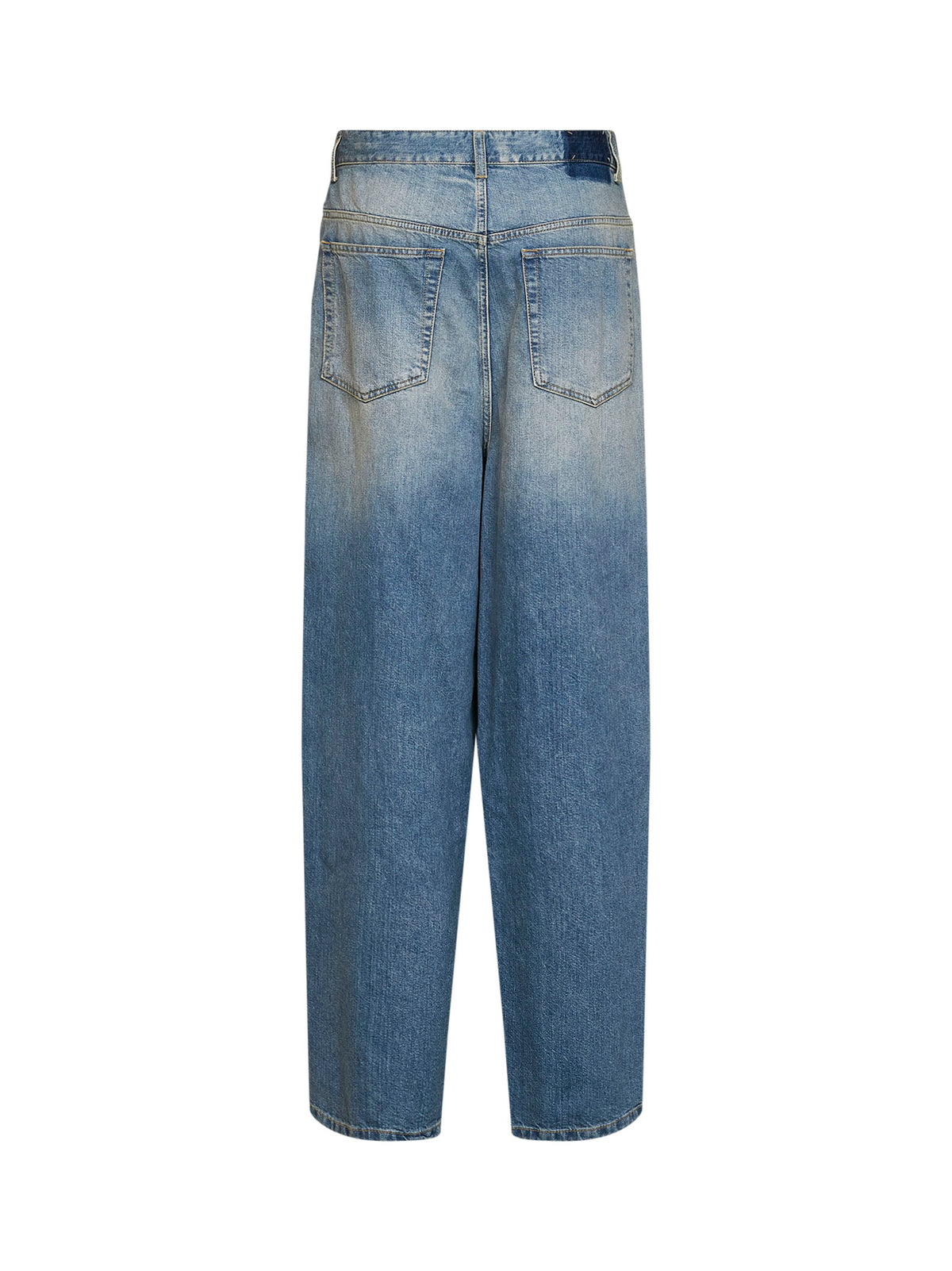 Jeans incrociati in denim di cotone effetto old blu