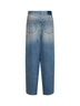 Jeans incrociati in denim di cotone effetto old blu