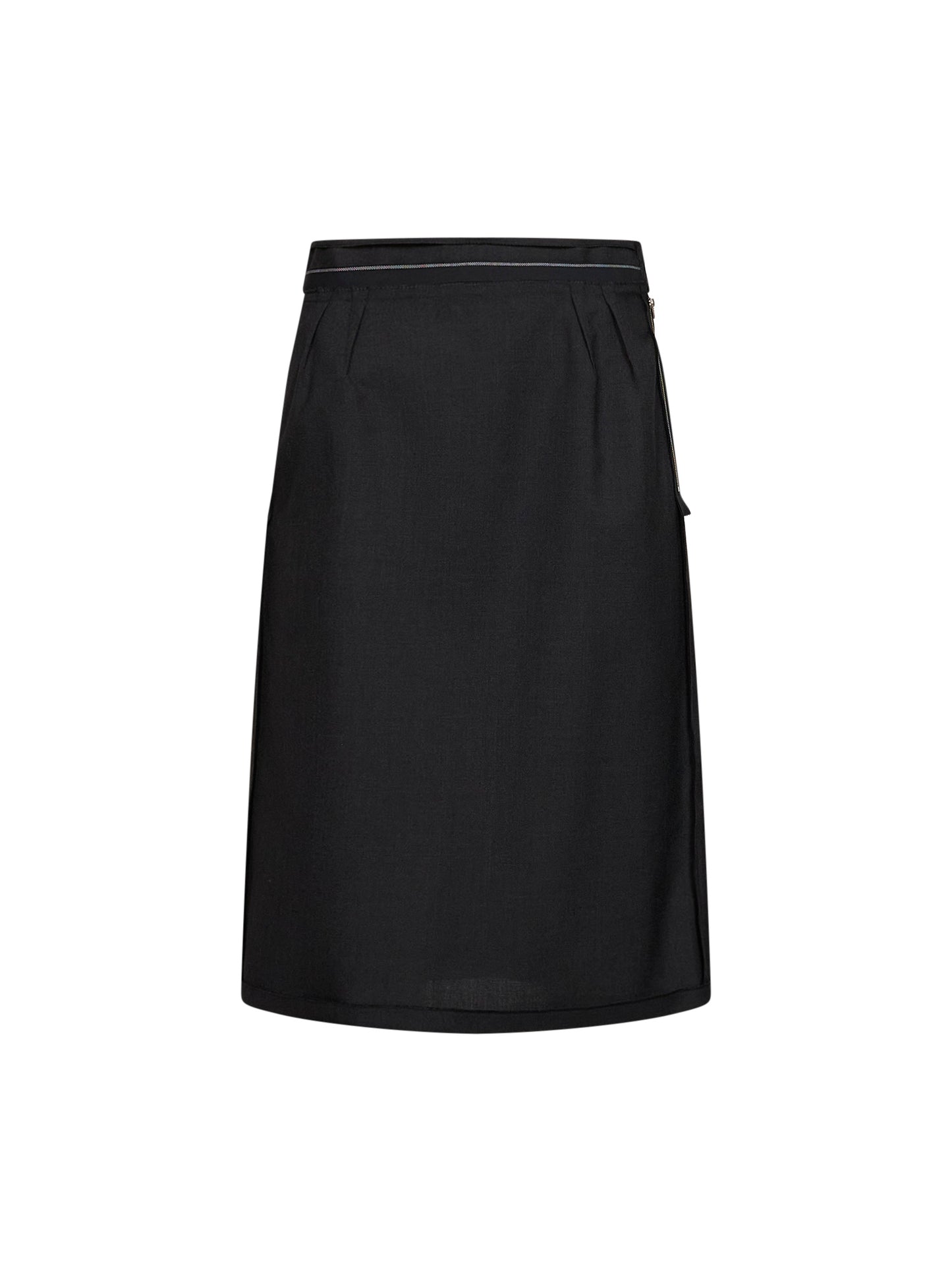 Charcoal wool reversed midi skirt