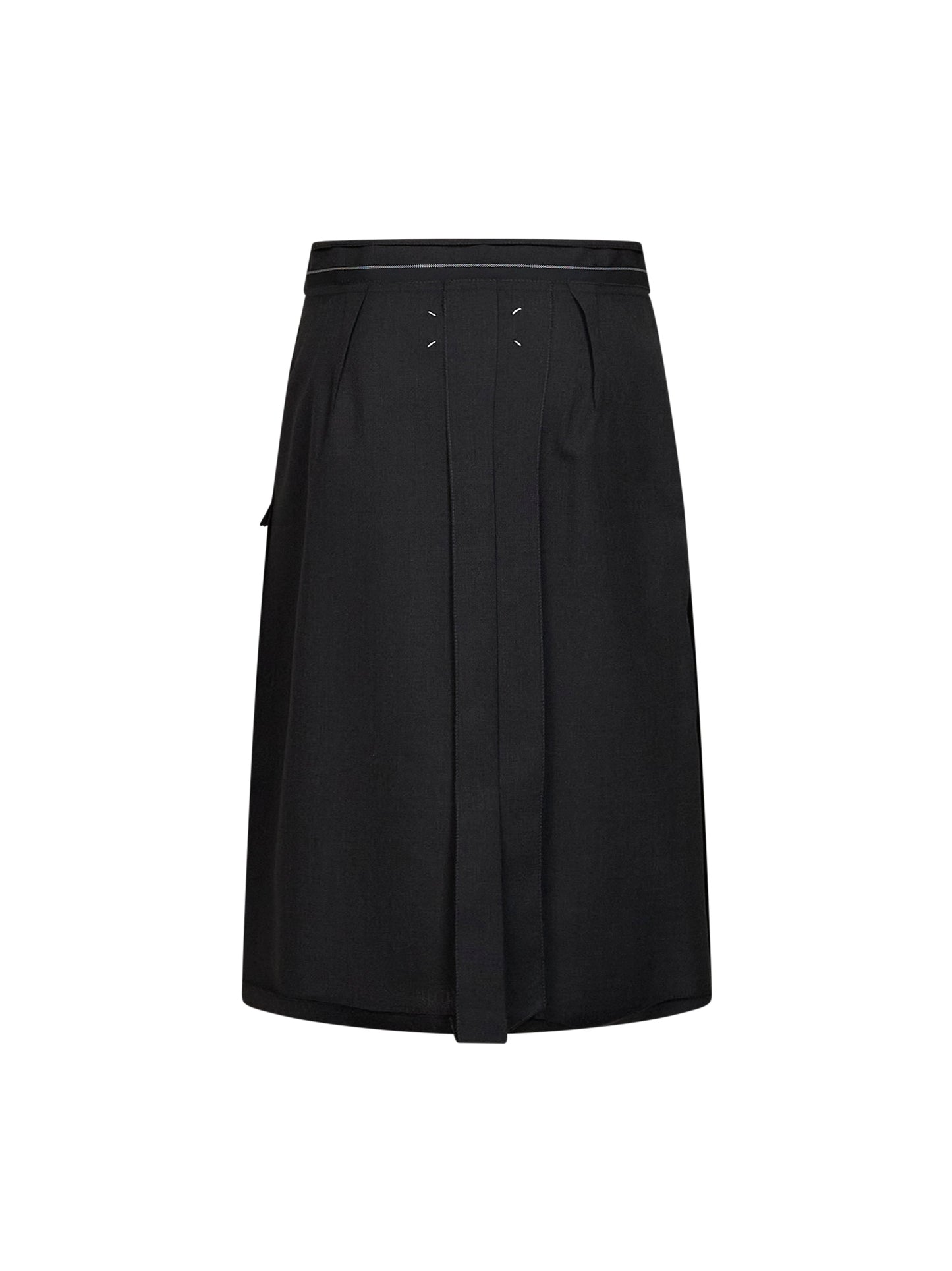 Charcoal wool reversed midi skirt
