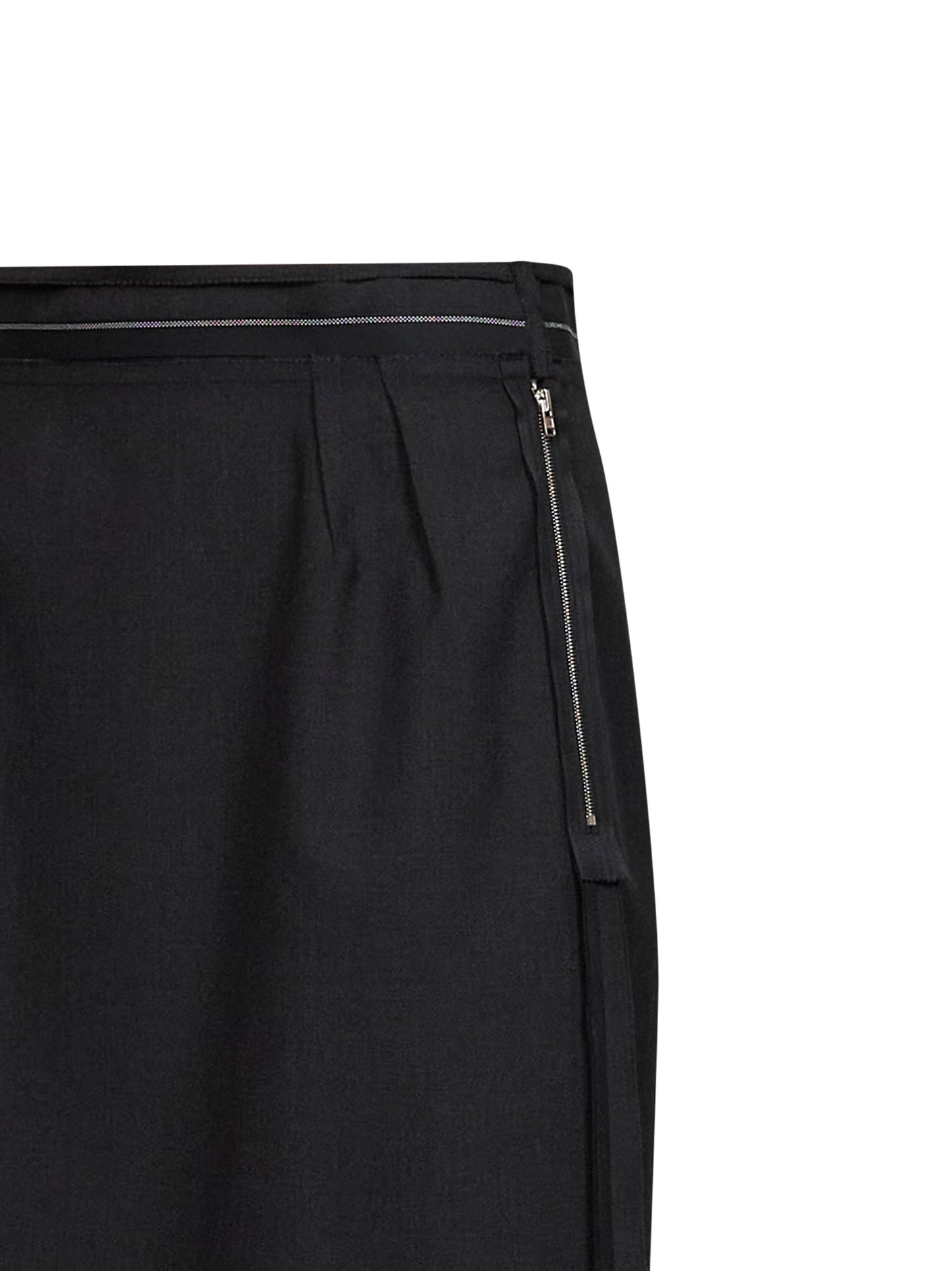 Charcoal wool reversed midi skirt