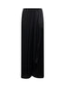 Gonna lunga drappeggiata in raso nero<BR/>