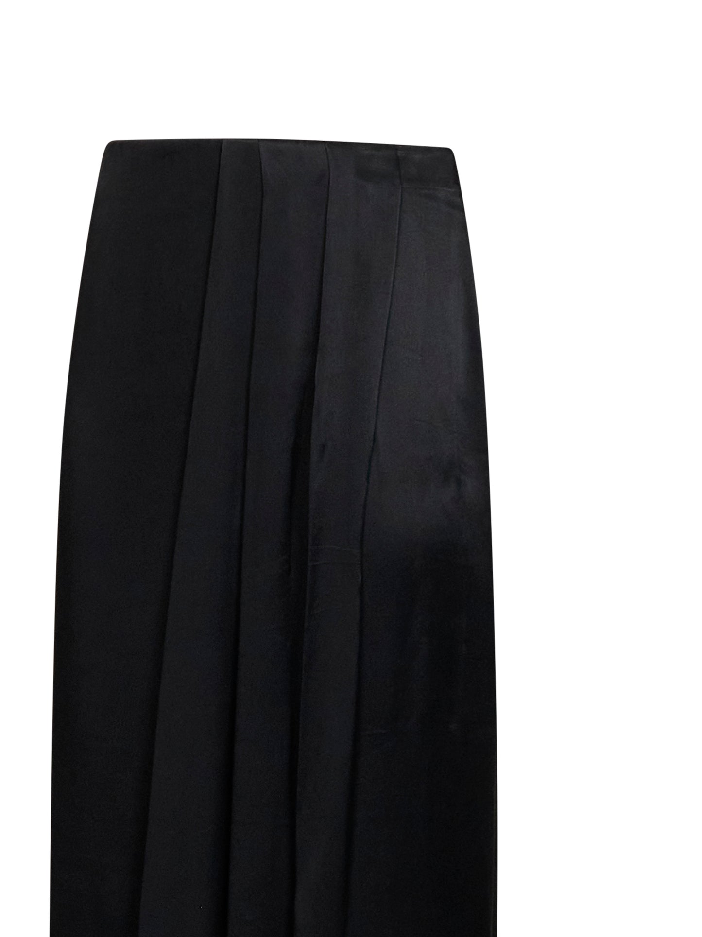 Gonna lunga drappeggiata in raso nero<BR/>