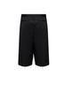 Black cotton blend wrap Bermuda shorts