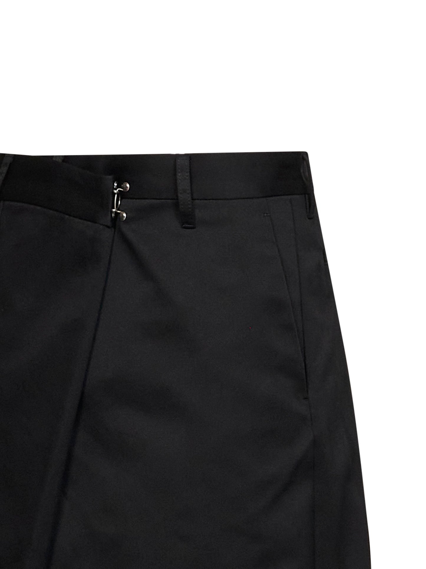 Black cotton blend wrap Bermuda shorts