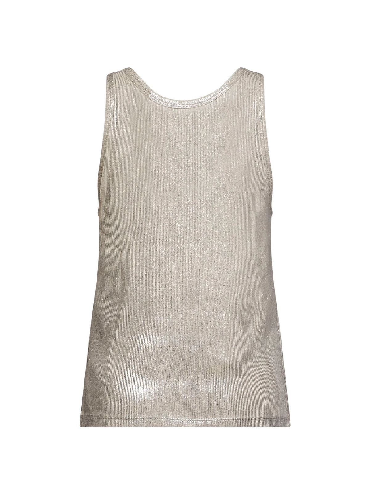 Canotta Silver print in cotone a costine beige