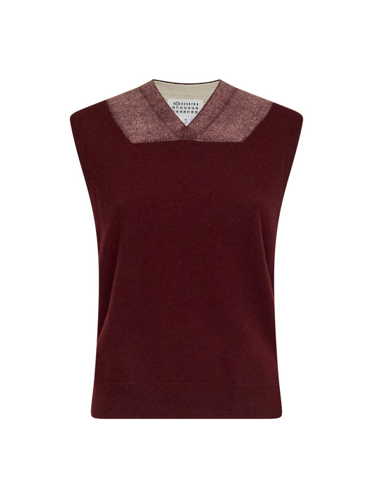 Burgundy virgin wool fuse knit vest