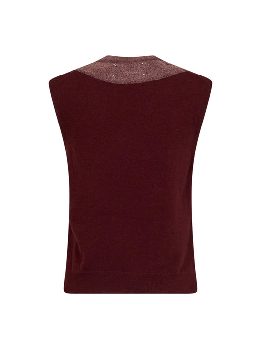Burgundy virgin wool fuse knit vest
