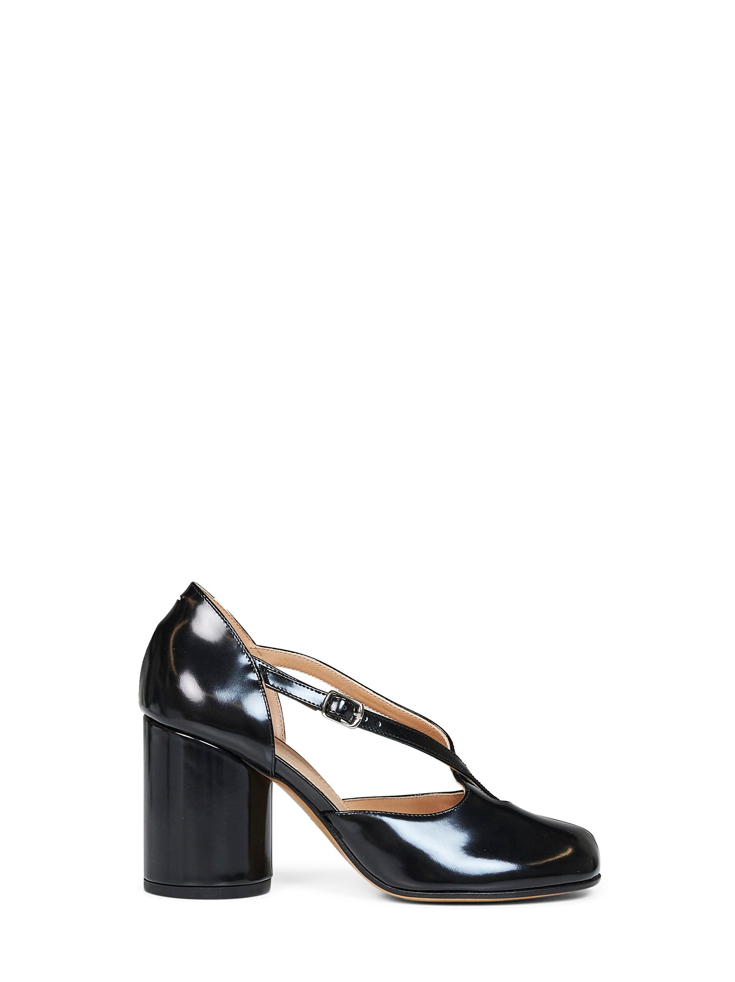 Black glossy leather Tabi pumps