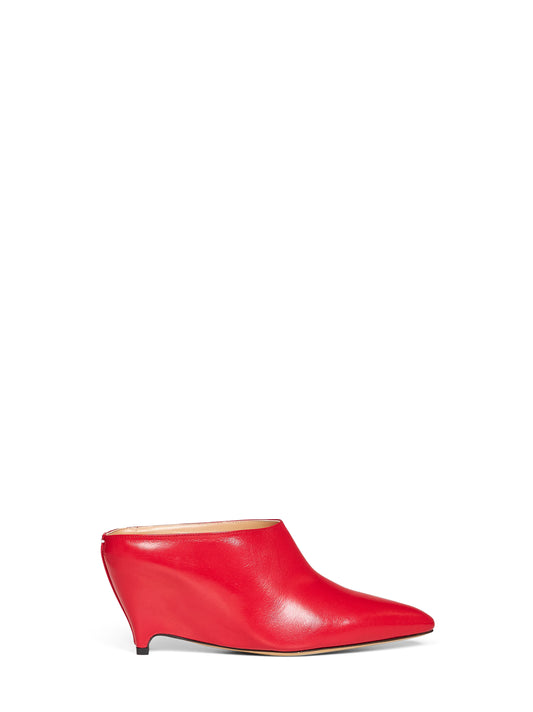 Red leather Heel-less mules