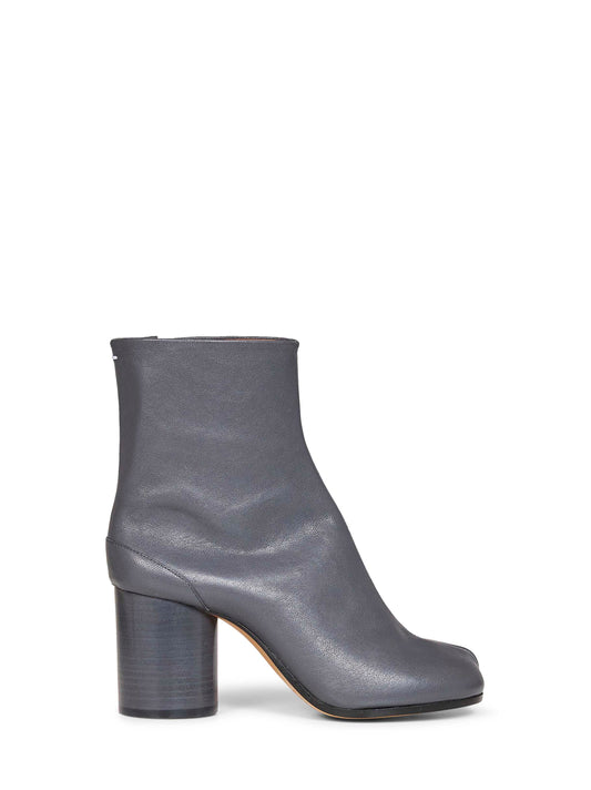 Grey nappa leather Tabi ankle boots