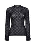 Top a maniche lunghe Brany in pizzo stretch nero