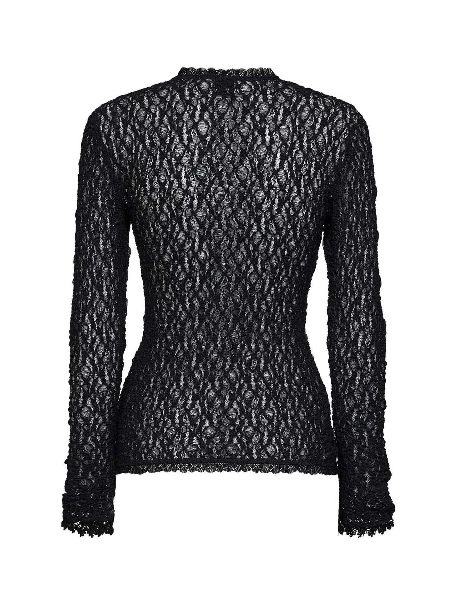 Top a maniche lunghe Brany in pizzo stretch nero
