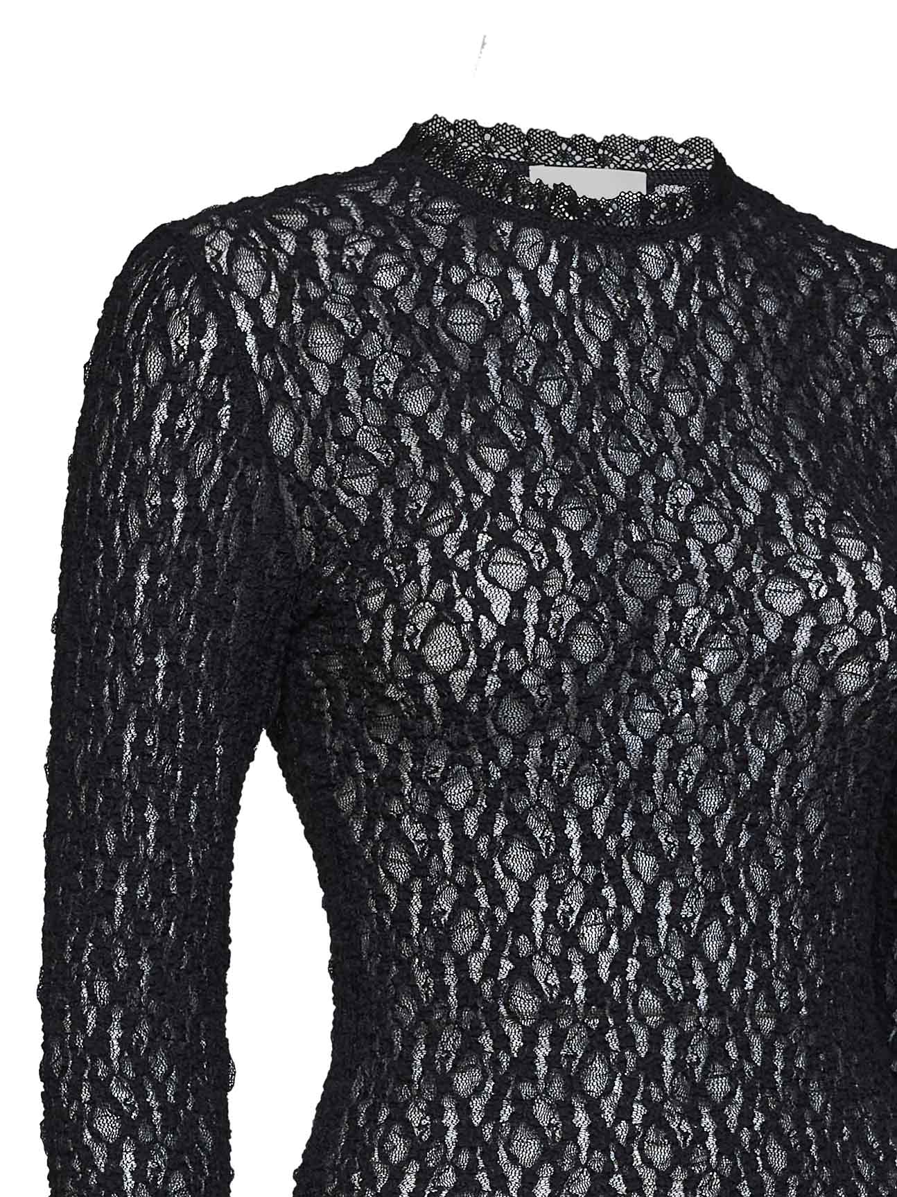 Top a maniche lunghe Brany in pizzo stretch nero