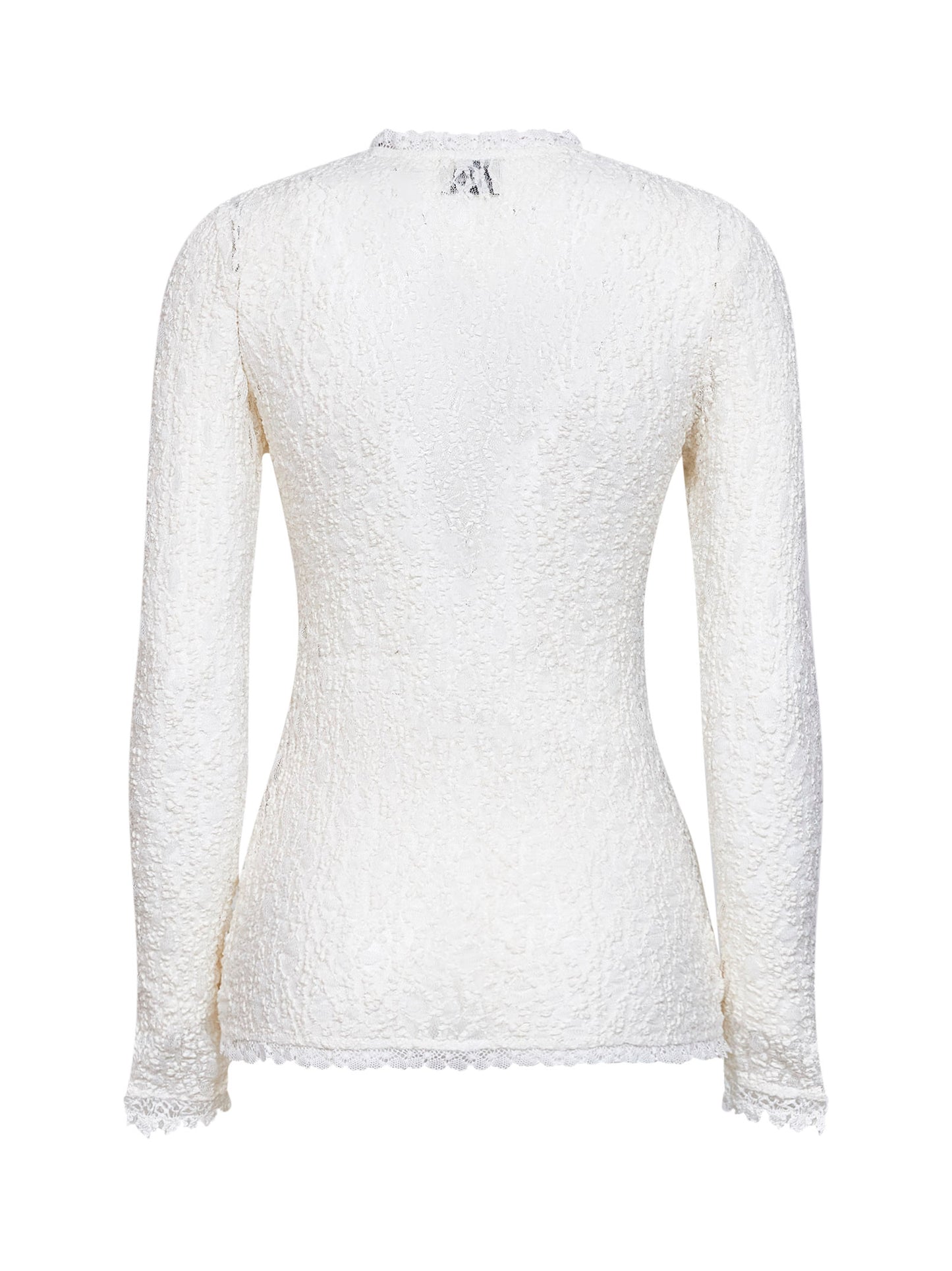 Top a maniche lunghe Brany in pizzo stretch bianco