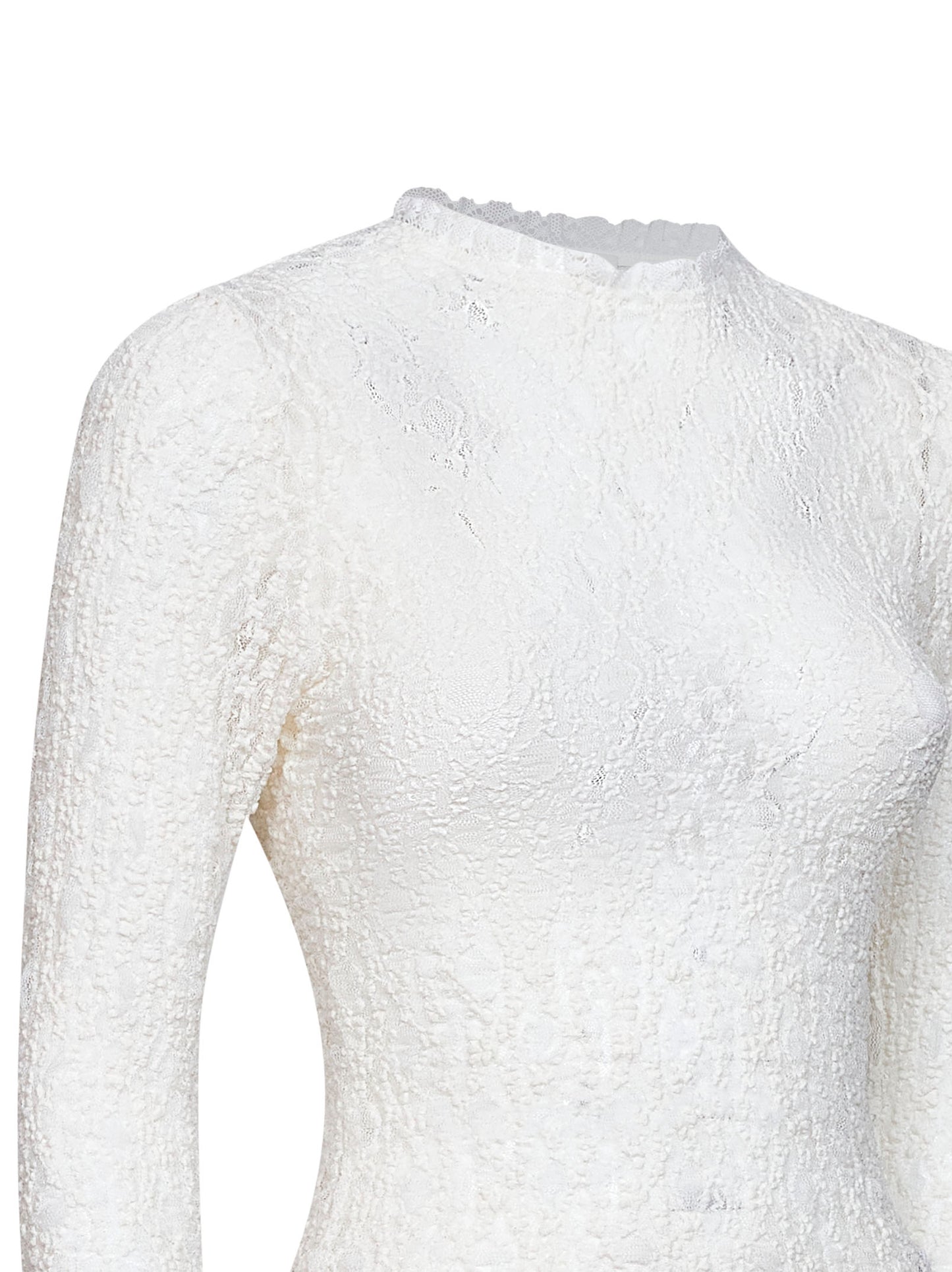 Top a maniche lunghe Brany in pizzo stretch bianco