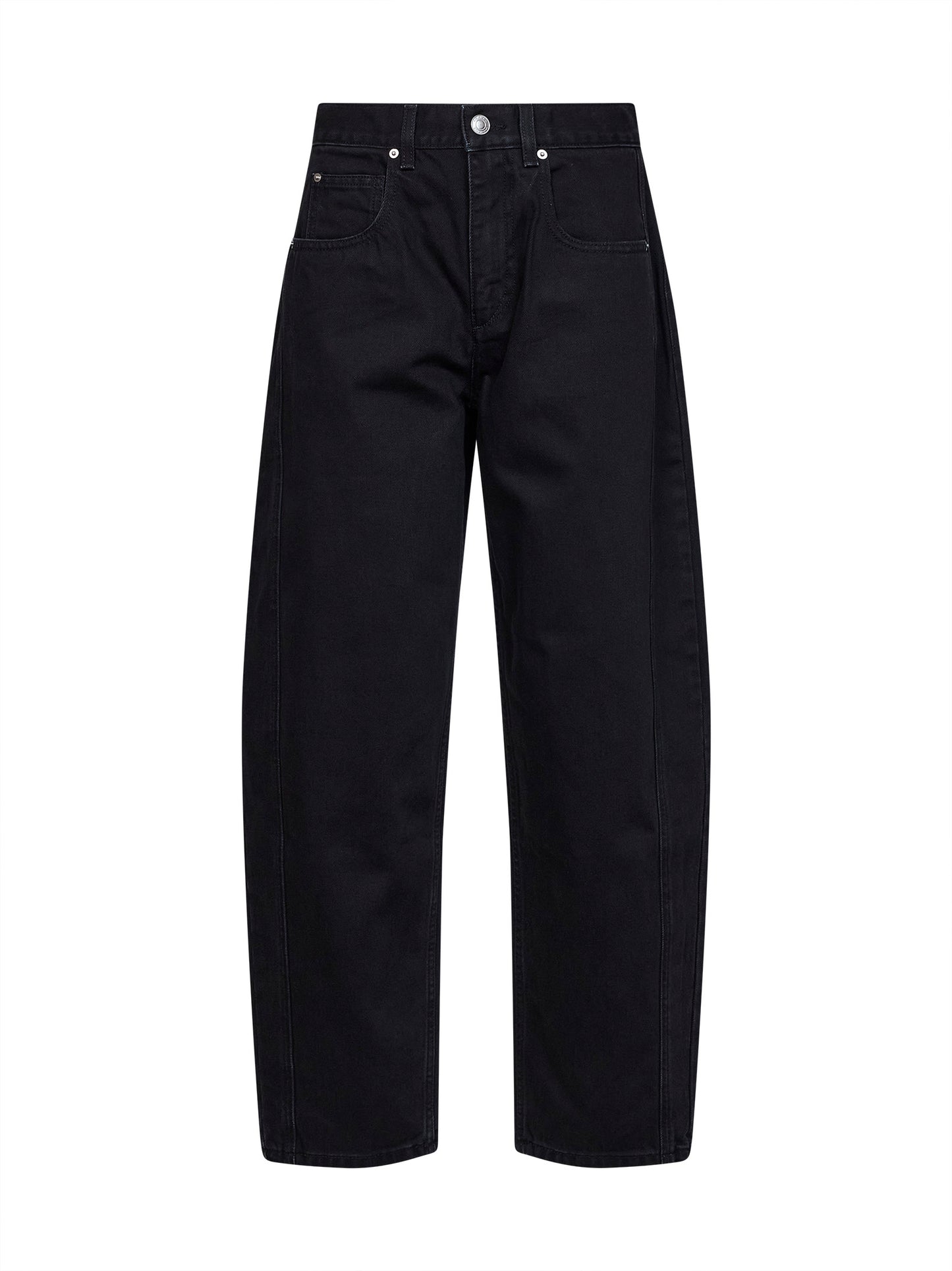 Black faded cotton denim Oriane barrel jeans