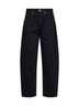 Black faded cotton denim Oriane barrel jeans