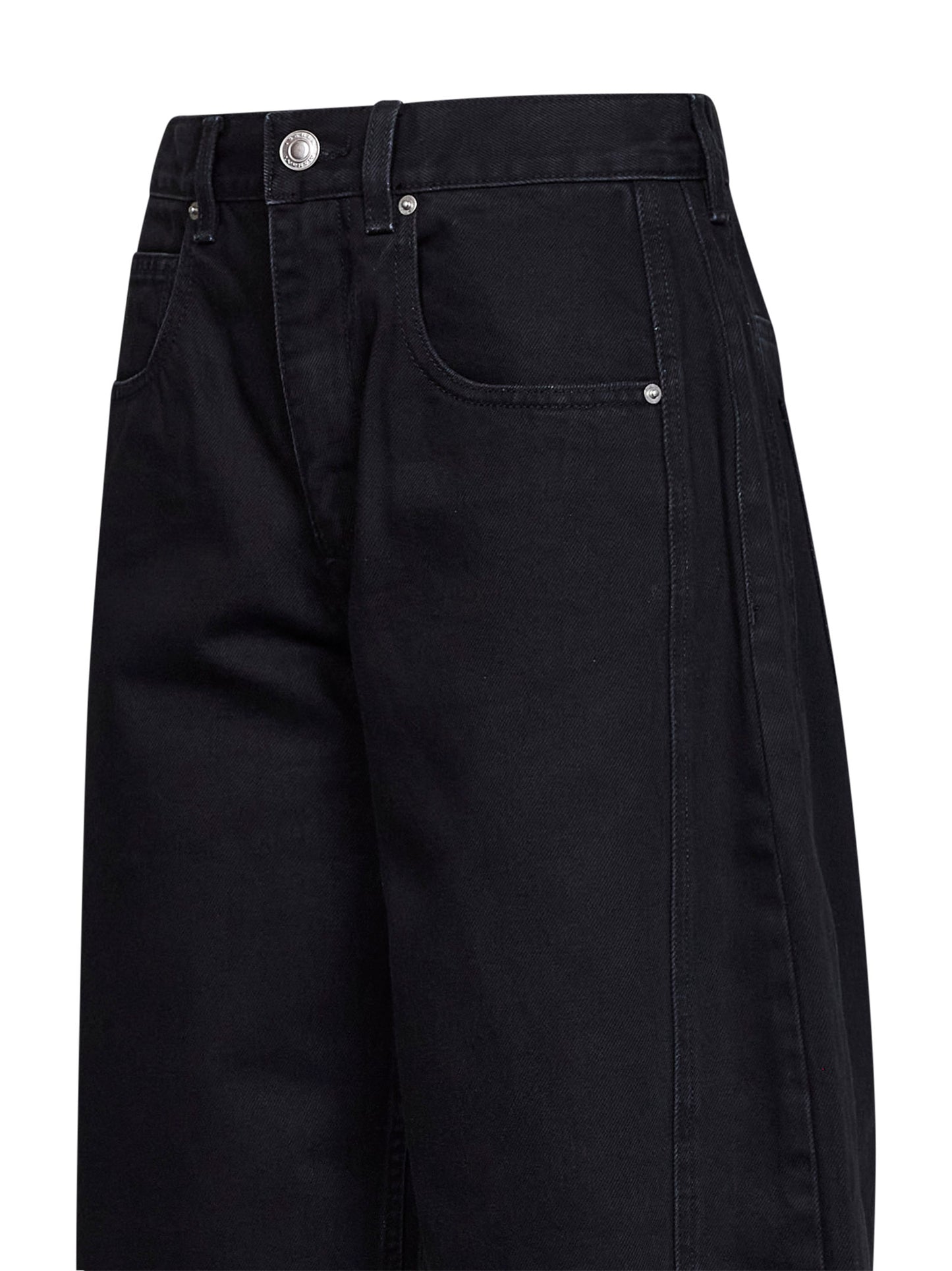 Black faded cotton denim Oriane barrel jeans
