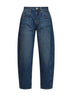 Jeans barrel Oriane in denim di cotone delavé blu